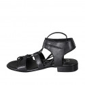 Sandale avec lacets pour femmes en cuir noir talon 2 - Pointures disponibles:  32, 33, 34, 43, 45