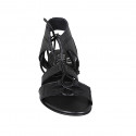 Woman's sandal with laces in black leather heel 2 - Available sizes:  32, 33, 34, 43, 45