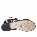 Sandale avec lacets pour femmes en cuir noir talon 2 - Pointures disponibles:  32, 33, 34, 43, 45