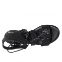 Sandale avec lacets pour femmes en cuir noir talon 2 - Pointures disponibles:  32, 33, 34, 43, 45