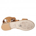 Sandalia para mujer con cordones en gamuza cognac tacon 2 - Tallas disponibles:  32, 33, 34, 42, 43