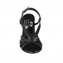 Sandale pour femmes en cuir noir talon 7 - Pointures disponibles:  32, 33, 42, 44