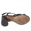 Sandalia para mujer en piel negra tacon 7 - Tallas disponibles:  32, 33, 42, 44