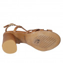 Woman's sandal in cognac brown leather heel 7 - Available sizes:  42