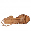 Woman's sandal in cognac brown leather heel 7 - Available sizes:  42