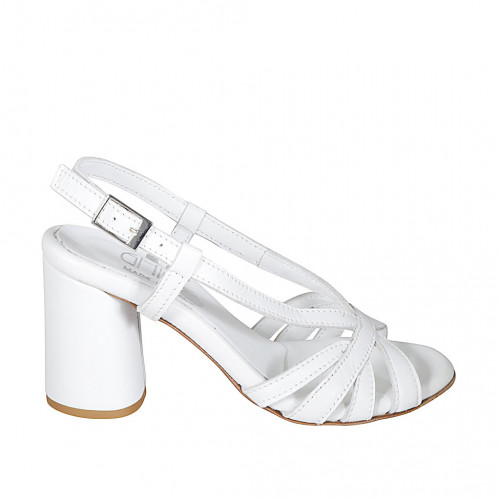 Sandale pour femmes en cuir blanc talon 7 - Pointures disponibles:  34, 42