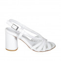 Sandale pour femmes en cuir blanc talon 7 - Pointures disponibles:  34, 42