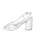 Sandale pour femmes en cuir blanc talon 7 - Pointures disponibles:  34, 42