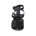 Woman's sandal with ankle straps in black leather heel 2 - Available sizes:  32, 33, 43