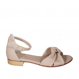 Woman's open shoe with strap and knot in light rose leather heel 2 - Available sizes:  43