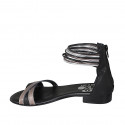 Woman's open shoe with zipper in black leather and silber and copper laminated leather heel 2 - Available sizes:  43