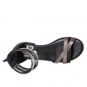 Woman's open shoe with zipper in black leather and silber and copper laminated leather heel 2 - Available sizes:  43