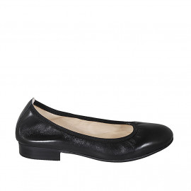 Woman's ballerina shoe in black leather heel 2 - Available sizes:  32