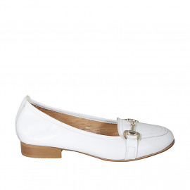 Woman's mocassin in white leather with accessory heel 2 - Available sizes:  32, 45