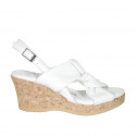 Sandale pour femmes avec plateforme en cuir blanc talon compensé 7 - Pointures disponibles:  42, 43, 45