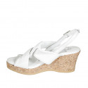 Sandale pour femmes avec plateforme en cuir blanc talon compensé 7 - Pointures disponibles:  42, 43, 45