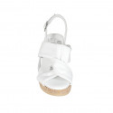 Sandale pour femmes avec plateforme en cuir blanc talon compensé 7 - Pointures disponibles:  42, 43, 45