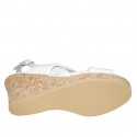 Sandale pour femmes avec plateforme en cuir blanc talon compensé 7 - Pointures disponibles:  42, 43, 45