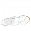 Sandale pour femmes avec plateforme en cuir blanc talon compensé 7 - Pointures disponibles:  42, 43, 45