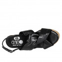 Sandale pour femmes avec plateforme en cuir noir talon compensé 7 - Pointures disponibles:  33, 34, 42, 45