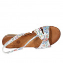 Sandalia para mujer con elastico en piel blanca imprimida multicolor tacon 2 - Tallas disponibles:  42, 43, 44