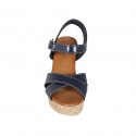 Sandalo da donna in vernice blu con cinturino, plateau e zeppa 9 - Misure disponibili: 34, 42, 43, 44, 45