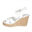 Sandale pour femmes avec plateforme et courroie en cuir blanc talon compensé 9 - Pointures disponibles:  42, 43, 44