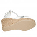 Sandale pour femmes avec plateforme et courroie en cuir blanc talon compensé 9 - Pointures disponibles:  42, 43, 44