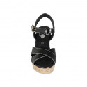 Sandale pour femmes en cuir verni noir avec courroie, plateforme et talon compensé 9 - Pointures disponibles:  33, 42, 44, 45