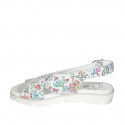 Woman's sandal in multicolored printed white leather wedge heel 3 - Available sizes:  32, 33, 42, 43, 44, 45