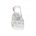 Woman's sandal in multicolored printed white leather wedge heel 3 - Available sizes:  32, 33, 42, 43, 44, 45