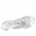 Woman's sandal in multicolored printed white leather wedge heel 3 - Available sizes:  32, 33, 42, 43, 44, 45