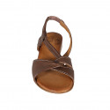 Sandalia con elastico para mujer en piel marron tacon 2 - Tallas disponibles:  42