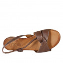 Sandalia con elastico para mujer en piel marron tacon 2 - Tallas disponibles:  42