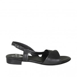 Sandale pour femmes avec elastique en cuir noir talon 2 - Pointures disponibles:  32, 33, 42