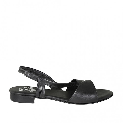 Sandalia para mujer con elastico en piel negra tacon 2 - Tallas disponibles:  32, 33, 42