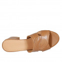 Mule para mujer en piel cognac tacon 5 - Tallas disponibles:  32, 42, 43, 44