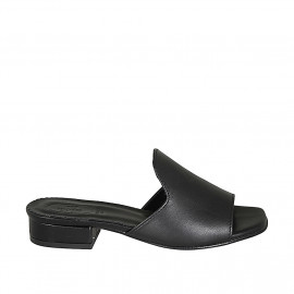 Highfronted mules in black leather heel 2 - Available sizes:  32, 33, 34, 42, 43, 44