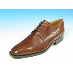 Men's classic laced derby shoe in brown leather - Available sizes:  52, 53, 54