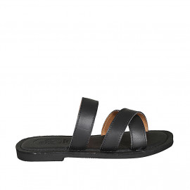 Mule para mujer en piel negra talon 1 - Tallas disponibles:  33, 42, 43