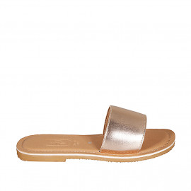 Woman's mules in copper laminated leather heel 1 - Available sizes:  32, 42, 43