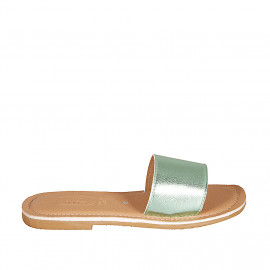 Woman's mules in light green laminated leather heel 1 - Available sizes:  32, 42, 43