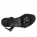 Sandalia para mujer con cinturon en piel negra tacon 1 - Tallas disponibles:  33, 42, 44