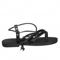 Sandalia de dedo estilo gladiador con cordones para mujer en piel negra tacon 1 - Tallas disponibles:  32, 33, 42