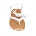 Sandalia de dedo estilo gladiador con cordones para mujer en piel blanca tacon 1 - Tallas disponibles:  32, 42, 43, 44