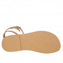 Woman's thong sandal with strap in cognac brown leather heel 1 - Available sizes:  32, 33