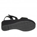 Sandalo da donna in pelle nera con velcro e zeppa 6 - Misure disponibili: 31, 42, 44