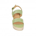 Sandalia para mujer con plataforma en gamuza verde cuña 6 - Tallas disponibles:  31, 33, 34, 42, 43, 44, 45