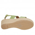 Sandalia para mujer con plataforma en gamuza verde cuña 6 - Tallas disponibles:  31, 33, 42, 43, 44, 45