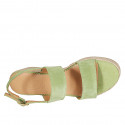 Sandalia para mujer con plataforma en gamuza verde cuña 6 - Tallas disponibles:  31, 33, 42, 43, 44, 45